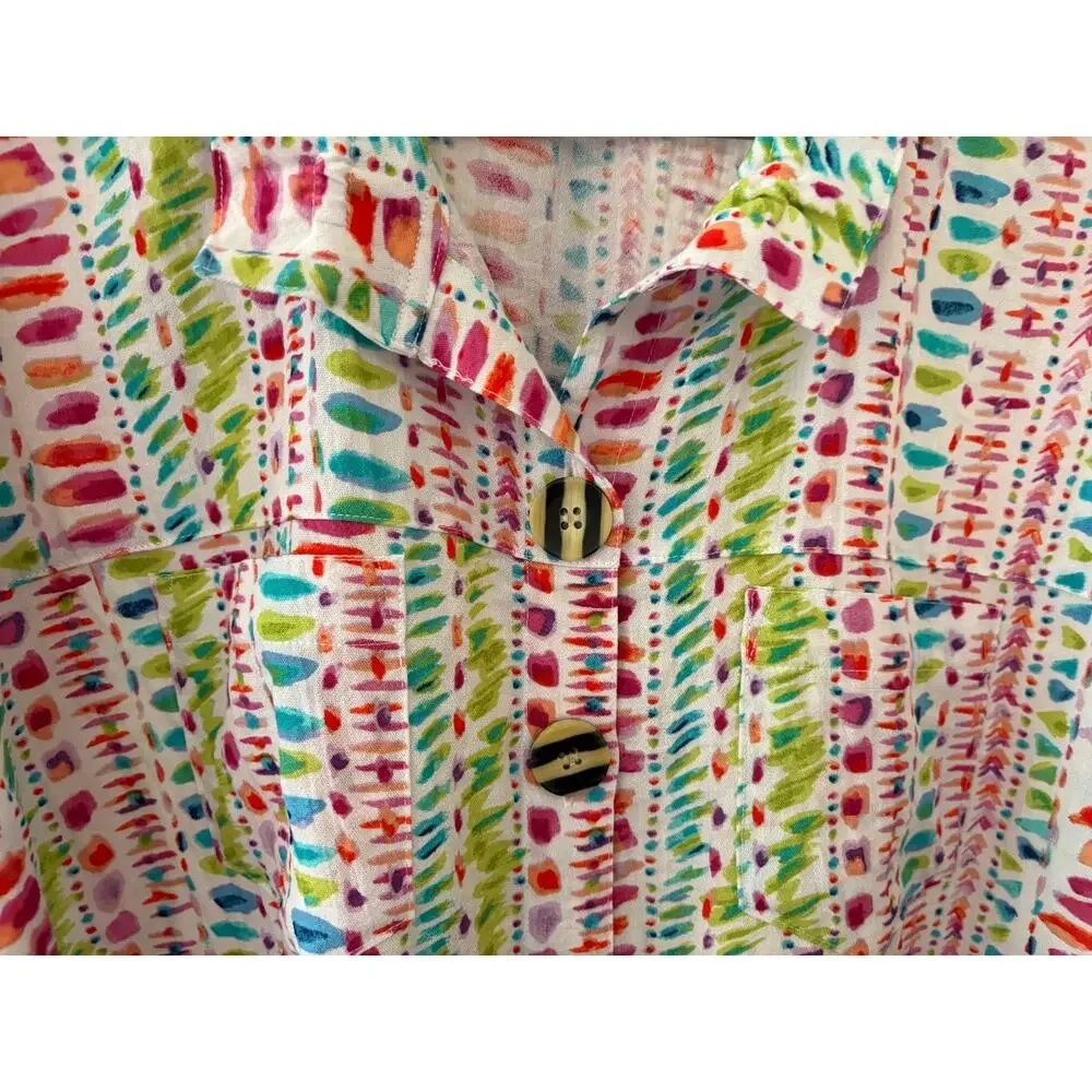 John Mark Cotton Textured Button Blouse Sz Large NWT - Picture 2 of 6